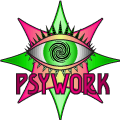 PSYWORK – Schwarzlicht – Neondruck Logo